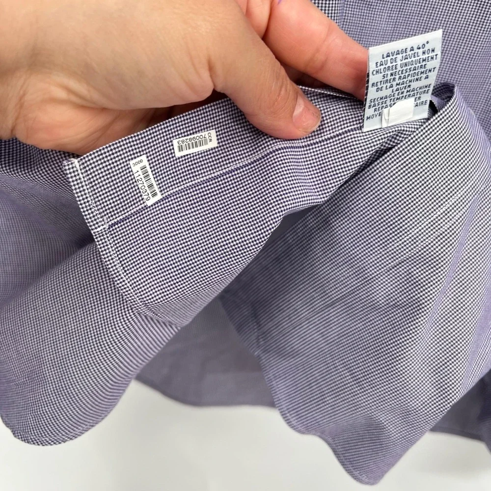 Polo Ralph Lauren Large Button Down‎ Shirt Mens Purple Micro Check Custom Fit